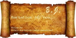 Bartalics János névjegykártya
